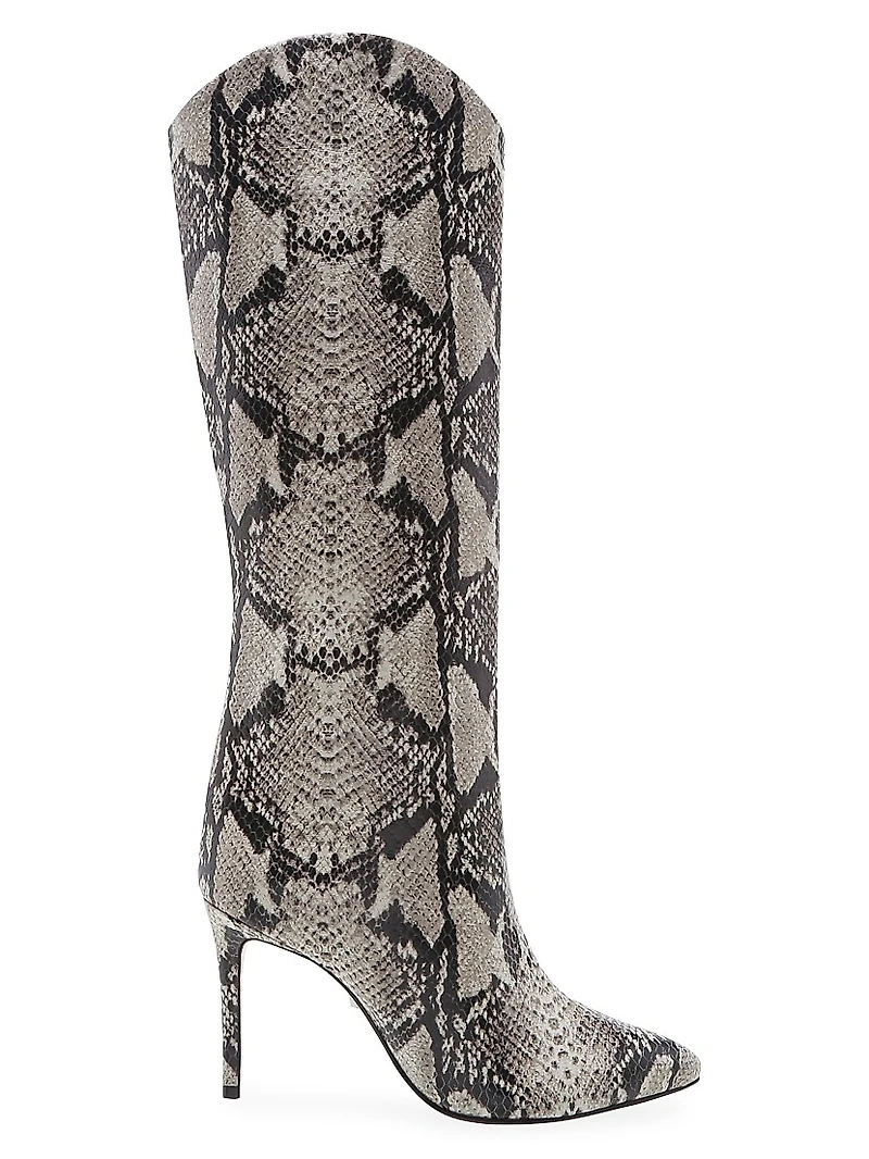 Maryana Knee-High Snakeskin-Embossed Leather Boots