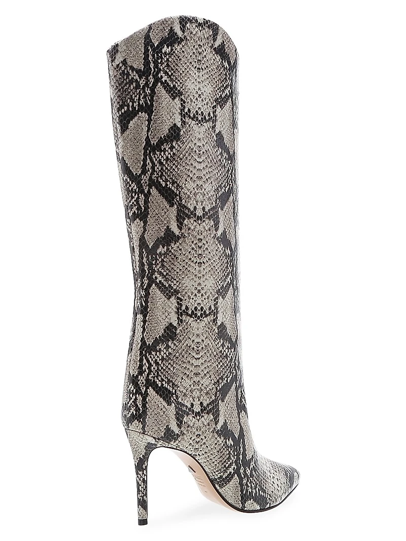 Maryana Knee-High Snakeskin-Embossed Leather Boots