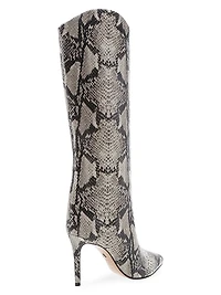Maryana Knee-High Snakeskin-Embossed Leather Boots