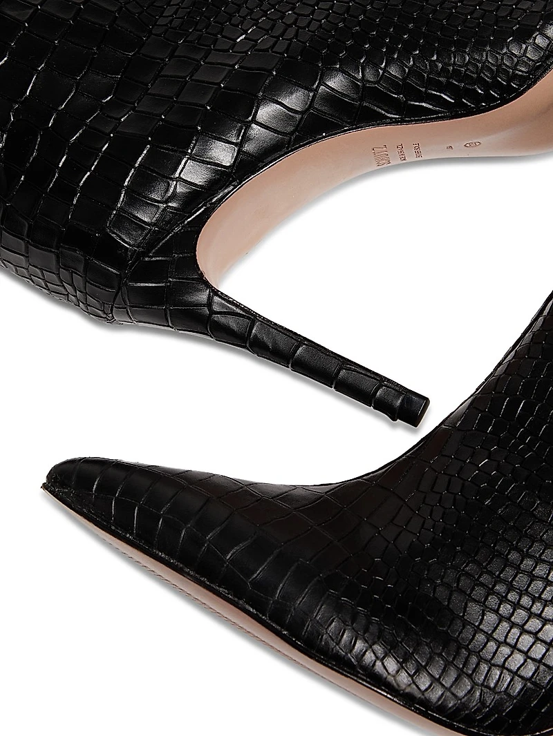 Maryana 90MM Croc-Embossed Leather Stiletto Boots
