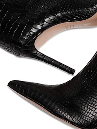 Maryana 90MM Croc-Embossed Leather Stiletto Boots