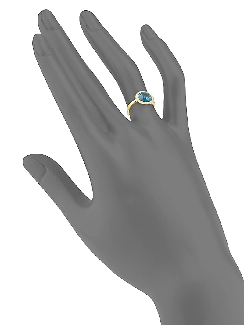 Lollipop Small 18K Yellow Gold, London Blue Topaz & Diamond Ring