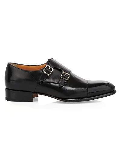 Ira Double Monk Strap Leather Loafers