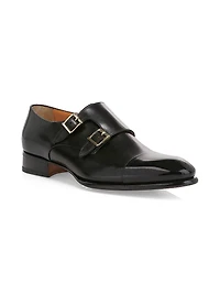 Ira Double Monk Strap Leather Loafers