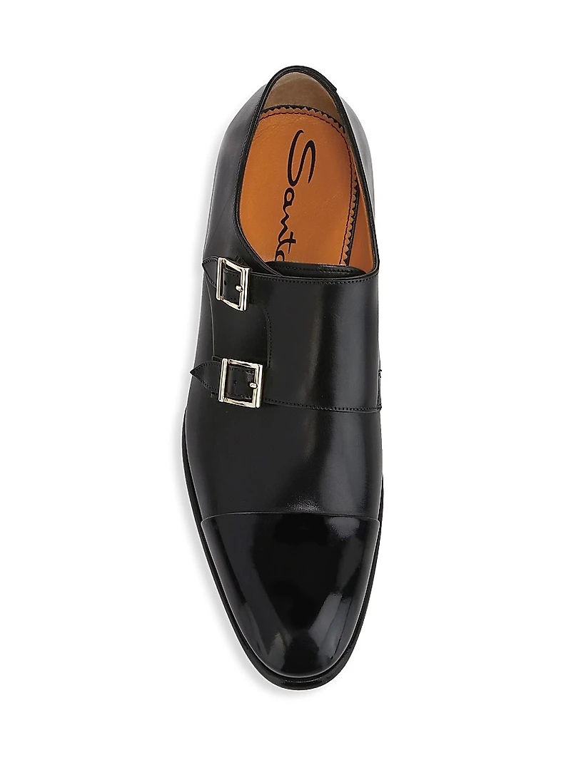 Ira Double Monk Strap Leather Loafers