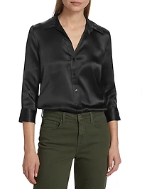 Dani Three-Quarter Sleeve Silk Shirt
