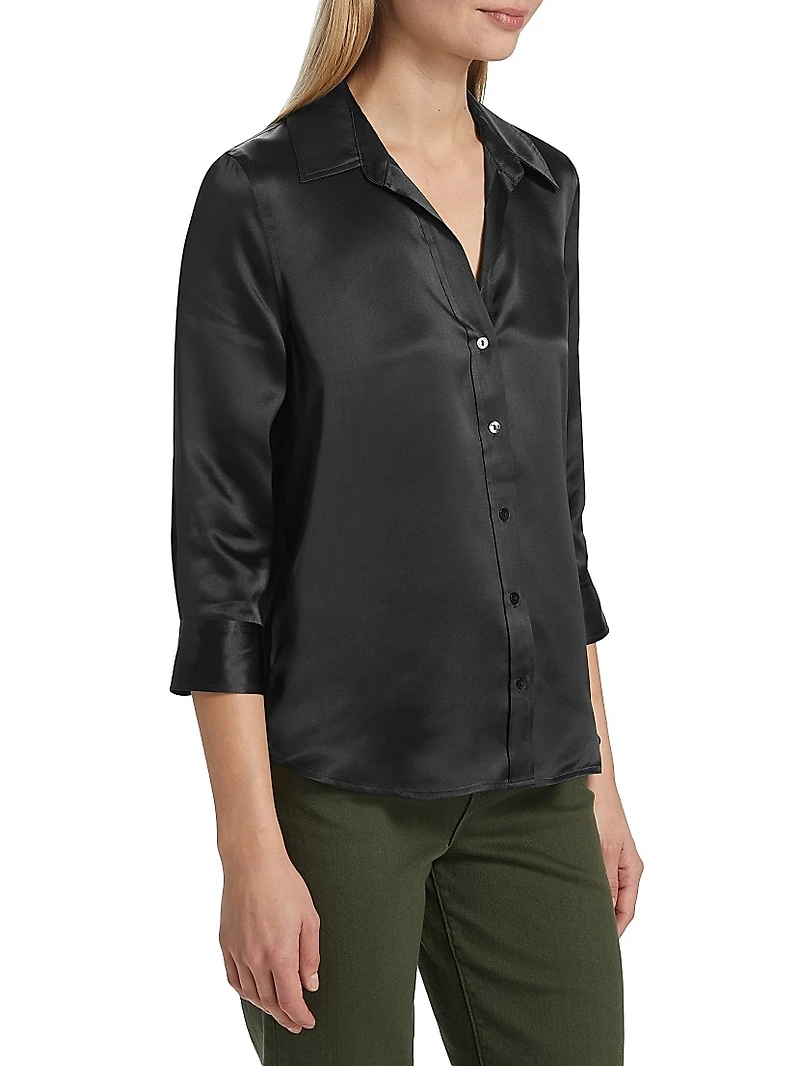Dani Three-Quarter Sleeve Silk Shirt