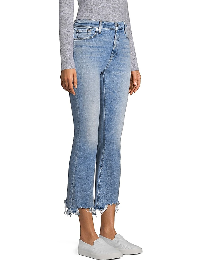 High Rise Slim Kick Flare Cropped Jeans