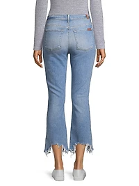 High Rise Slim Kick Flare Cropped Jeans