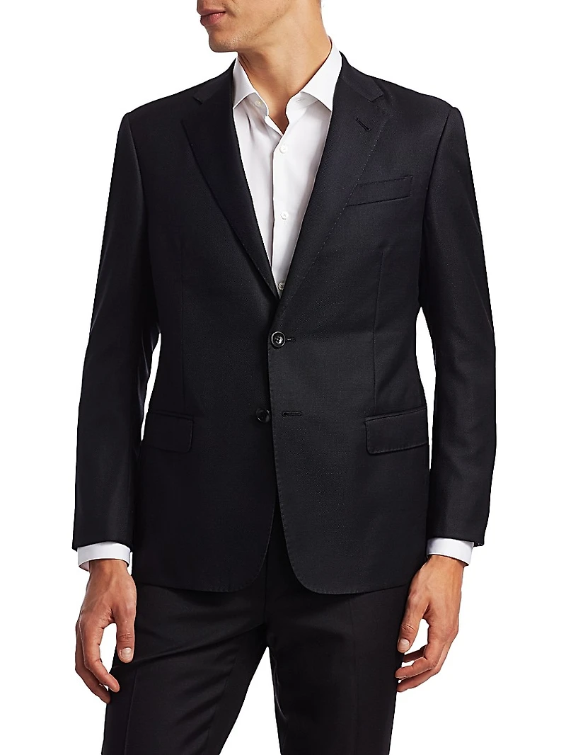 Soft Basic Wool Two-Button Slim-Fit Blazer