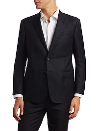 Soft Basic Wool Two-Button Slim-Fit Blazer
