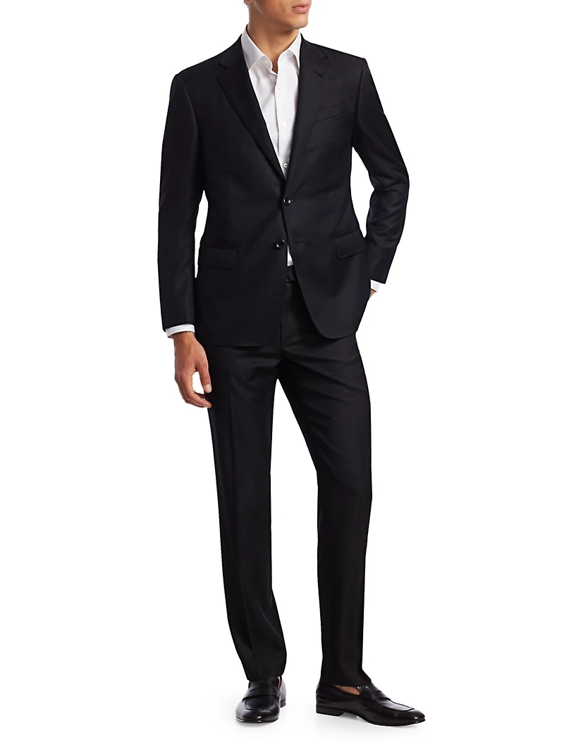 Soft Basic Wool Two-Button Slim-Fit Blazer