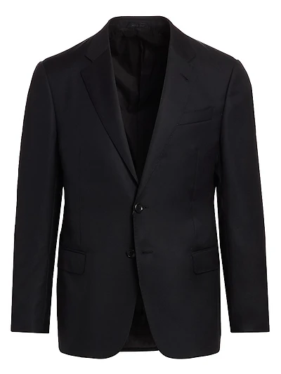 Soft Basic Wool Two-Button Slim-Fit Blazer