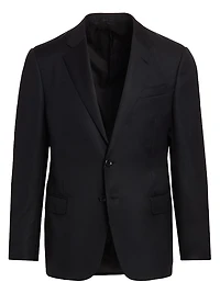 Soft Basic Wool Two-Button Slim-Fit Blazer
