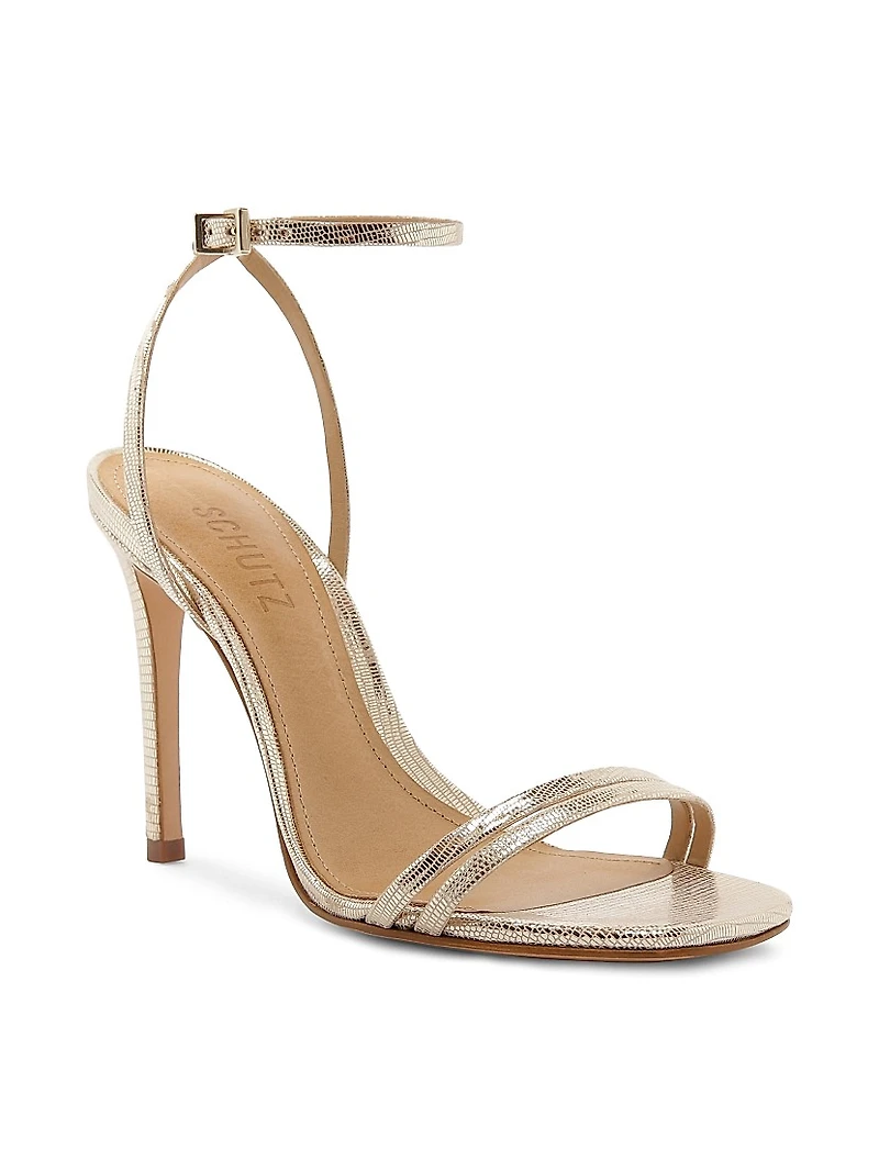 Altina Metallic Embossed Leather Sandals