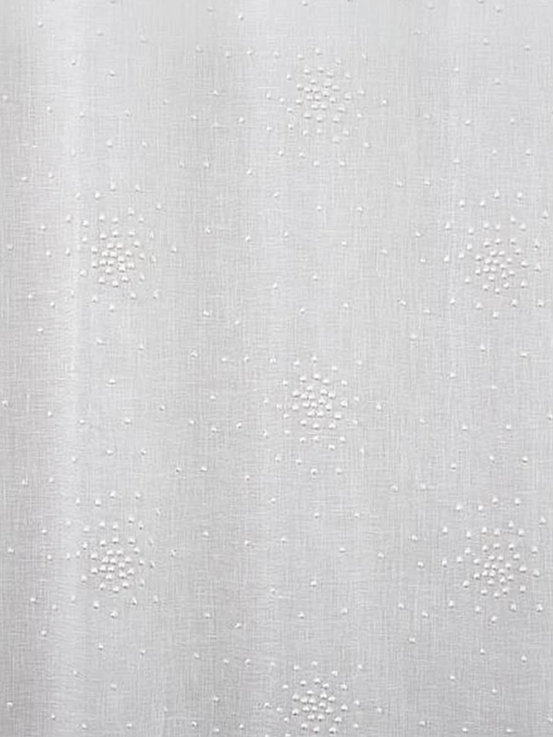 Iris Embroidered Ivory Linen Curtain Panel