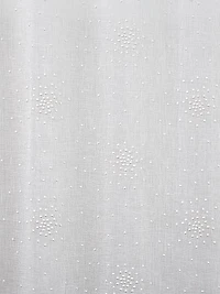 Iris Embroidered Ivory Linen Curtain Panel