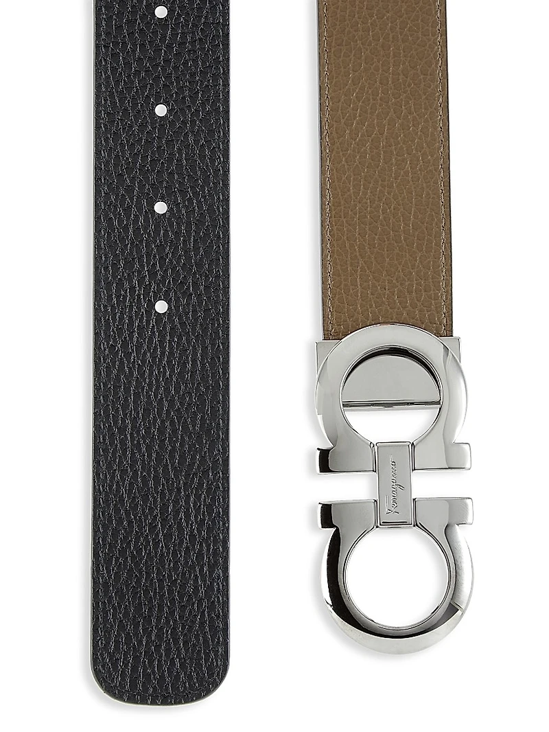Adjustable Gancini Cut-to-Size Reversible Leather Belt