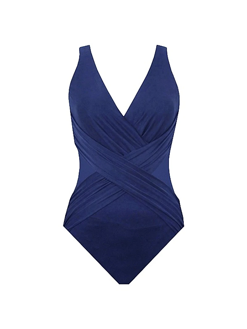 Plus V-Neck Illusionists Crossover One-Piece Swimsuit