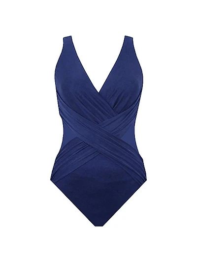 Plus V-Neck Illusionists Crossover One-Piece Swimsuit