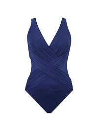 Plus V-Neck Illusionists Crossover One-Piece Swimsuit
