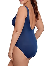 Plus V-Neck Illusionists Crossover One-Piece Swimsuit
