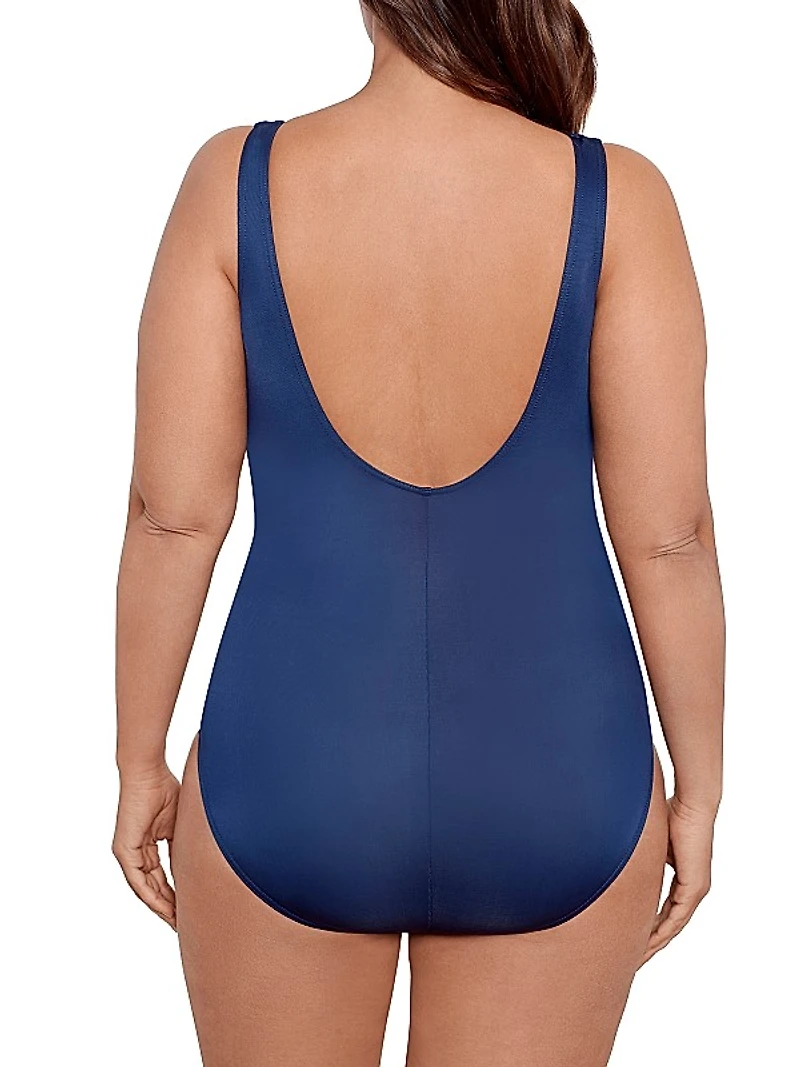 Plus V-Neck Illusionists Crossover One-Piece Swimsuit