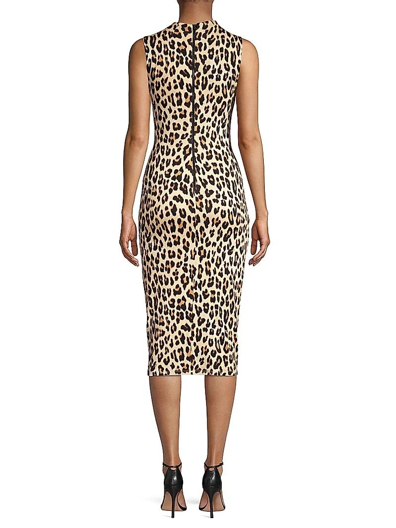 Delora Leopard Sleeveless Bodycon Dress