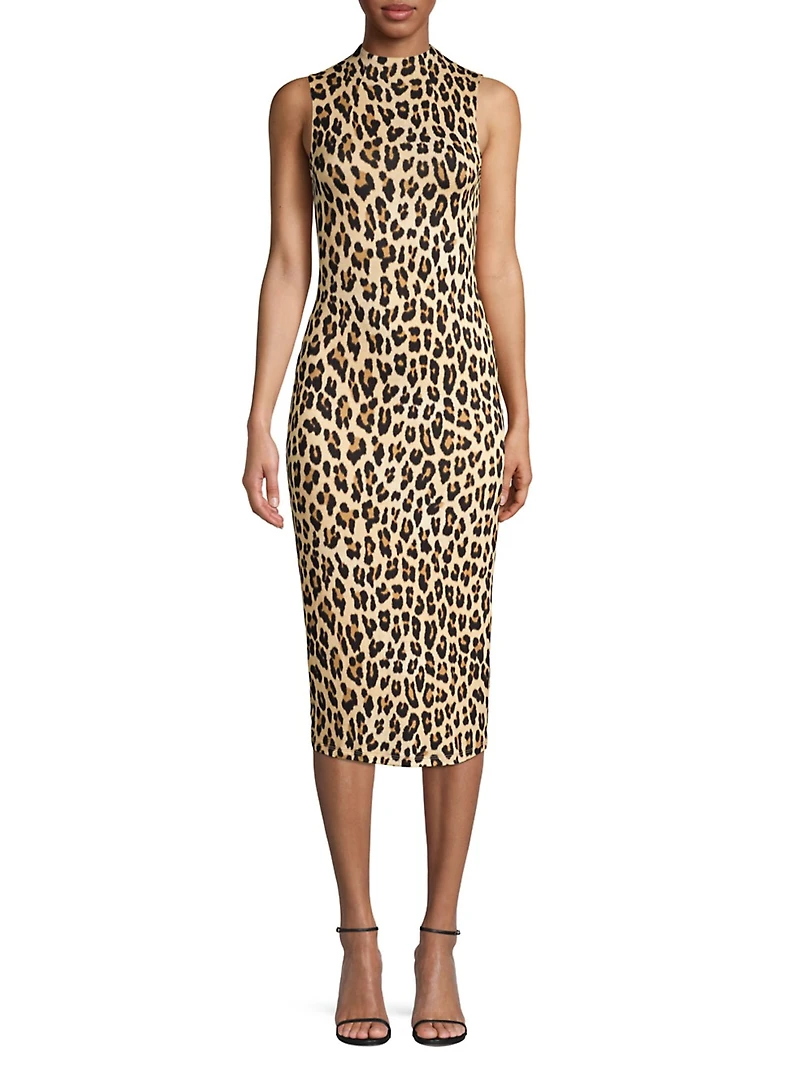 Delora Leopard Sleeveless Bodycon Dress