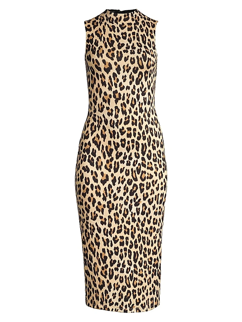 Delora Leopard Sleeveless Bodycon Dress