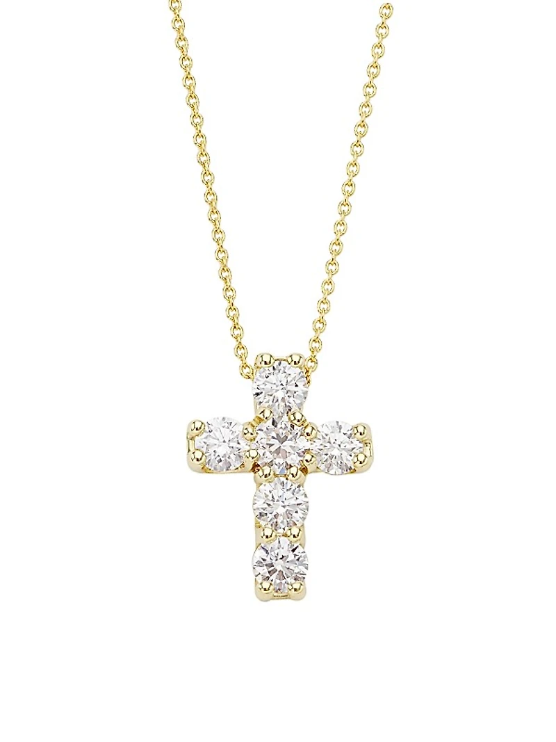 Tiny Treasures 18K Yellow Gold & 1.06 TCW Diamond Cross Pendant Necklace