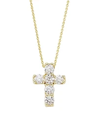 Tiny Treasures 18K Yellow Gold & 1.06 TCW Diamond Cross Pendant Necklace
