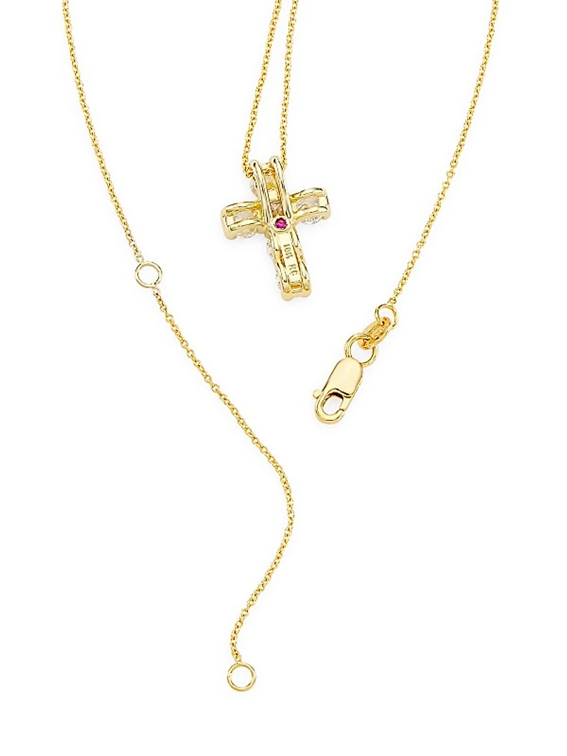 Tiny Treasures 18K Yellow Gold & 1.06 TCW Diamond Cross Pendant Necklace