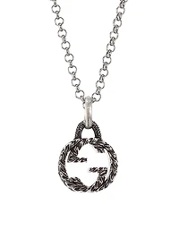 GG Interlocking Sterling Silver Logo Charm Pendant Necklace