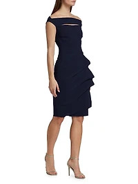 Melania Off-The-Shoulder Side Ruched Cut Out Sheath Dress