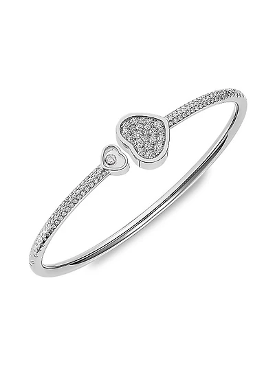 Happy Hearts 18K White Gold & Diamond Bangle