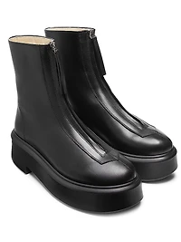 Zippered Platform Leather Combat Boots