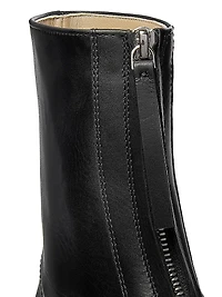 Zippered Platform Leather Combat Boots