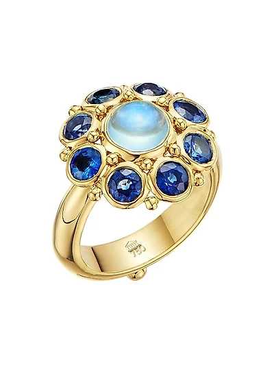 Florence86 Stella 18K Yellow Gold, Blue Sapphire & Blue Moonstone Ring
