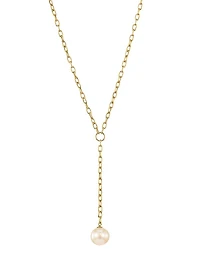 14K Yellow Gold & Freshwater 8MM Pearl Lariat Necklace