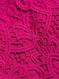 Lace Short-Sleeve A-Line Midi Dress