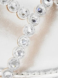 Tequila Crystal-Embellished Metallic Leather Flat Sandals