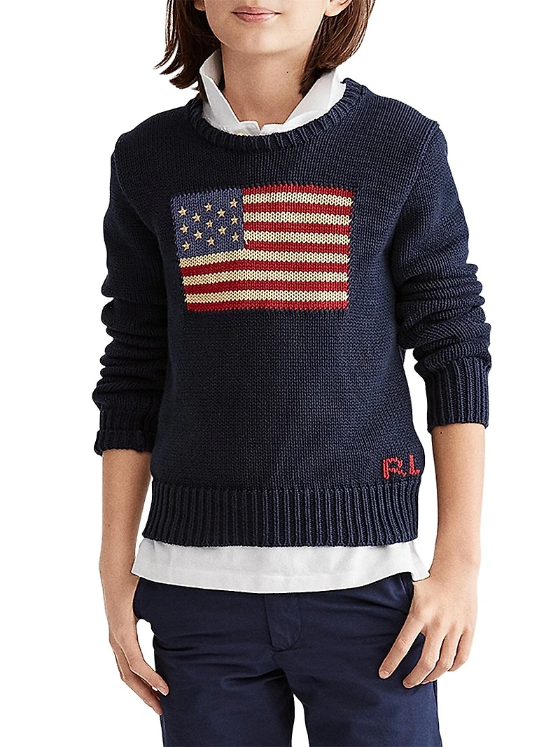 Boy's Crewneck Flag Sweater
