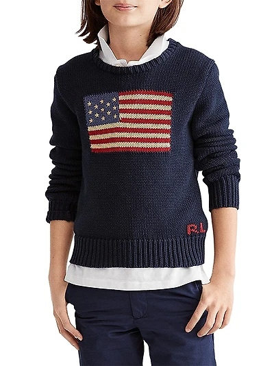 Boy's Crewneck Flag Sweater
