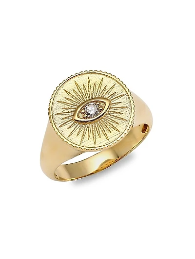 14K Yellow Gold & Diamond Marquis Eye Ring