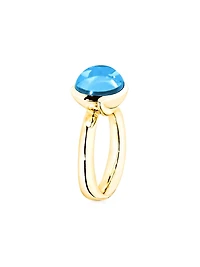 Large Bouton 18K Yellow Gold & Swiss Blue Topaz Ring