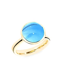 Large Bouton 18K Yellow Gold & Swiss Blue Topaz Ring