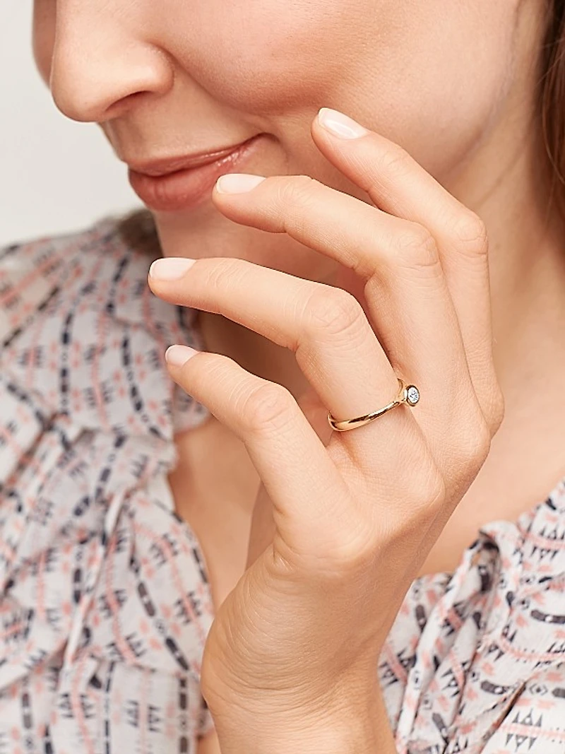 Classic Bouton 18K Rose Gold & Diamond Pavé Ring