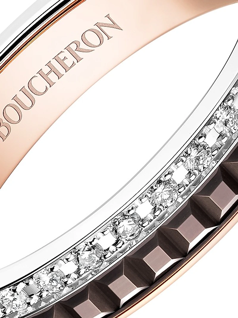 Unisex Quatre Classique Tri-Tone 18K Gold, PVD & 0.25 TCW Diamond Wedding Band