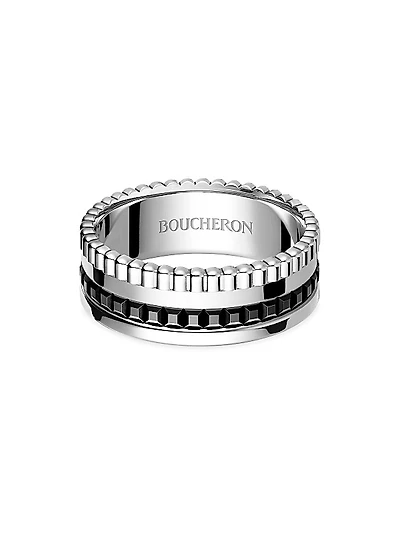 Unisex Quatre Black Edition 18K White Gold & PVD Ring
